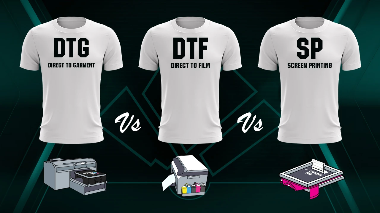 Comparison of DTG, DTF, and Screen Printing methods on various fabrics